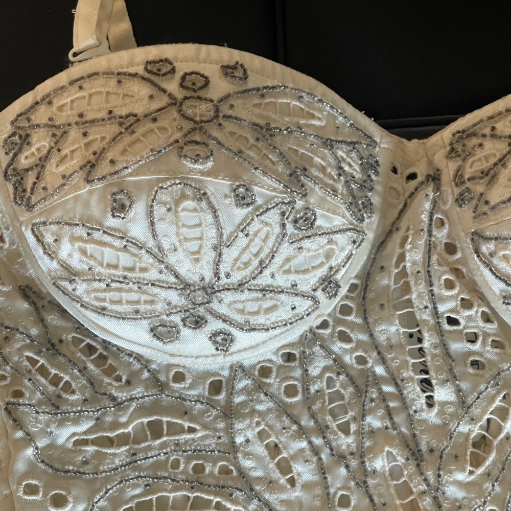 Vintage Elegant Cream Lace Bustier TOP - Picture 13 of 13
